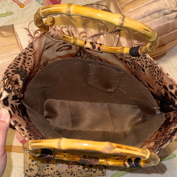 Marilyn Monroe Leopard Print Tote Bag with Bamboo Handles and matching wallet - Picture 2 of 6